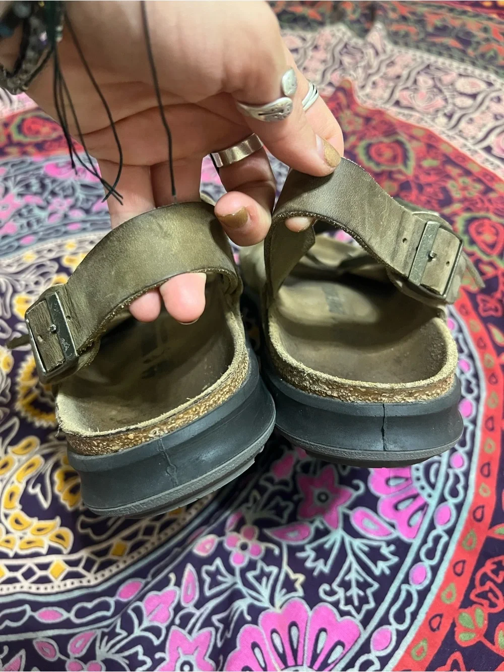 Birkenstock Milano crosstown Rugged Leather Sandals Khaki size 44